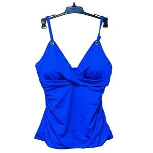 Ralph Lauren woman’s 10 royal blue tankini swim top wired toggle trim